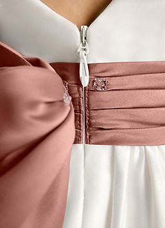 Azazie Sosie Flower Girl Dresses Ivory Cedar Rose A-Line Pleated Matte Satin Dress image6