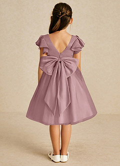 Azazie Kaeya Flower Girl Dresses Dusty Rose A-Line Bow Tulle Dress image1