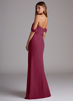 Azazie Saige Bridesmaid Dresses Mulberry A-Line Off the Shoulder Chiffon Convertible Dress image8