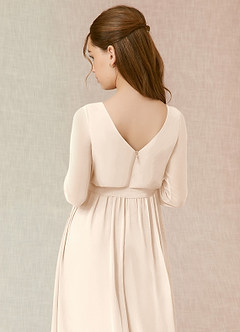 Azazie Angelica Junior White Alabaster A-Line Pleated Chiffon Dress image7