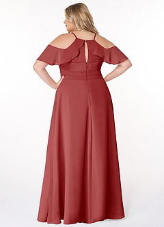 Azazie Dakota Bridesmaid Dresses Rust A-Line V-Neck Pleated Chiffon Dress image7