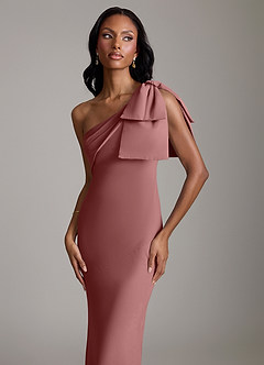 Azazie Yuanna Bridesmaid Dresses Desert Rose Mermaid One Shoulder Chiffon Dress image3