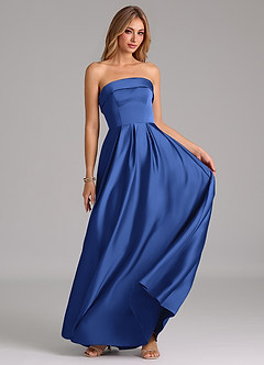 Azazie Lucienne Bridesmaid Dresses Royal Blue A-Line Strapless Stretch Satin Convertible Dress image5