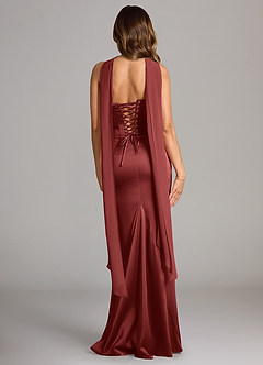 Azazie Sorrel Jurken voor bruidsmeisjes Converteerbaar Jurk van Stretch Satijn met Zeemeermin Strapless Terracotta image7