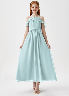 Azazie Chaya Junior Mist A-Line Off the Shoulder Chiffon Dress image4