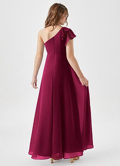 Azazie Arabella Junior Burgundy A-Line Ruched Chiffon Dress image2