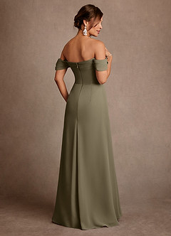 Azazie Amherst Mother of the Bride Dresses Willow Green A-Line Off the Shoulder Chiffon Dress image3
