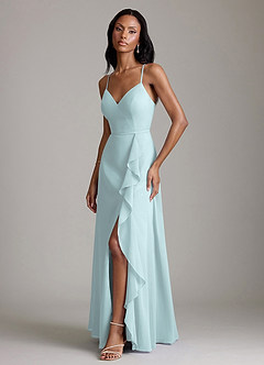 Azazie Naeem Bridesmaid Dresses Mist A-Line V-Neck Ruffle Chiffon Dress image5