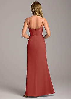Azazie Chantel Bridesmaid Dresses Terracotta Sheath Strapless Chiffon Convertible Dress image6