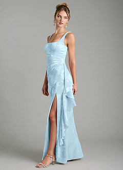 Azazie Veronica Bridesmaid Dresses Sky Blue Mermaid Pleated Floral Jacquard Burnout Dress image3