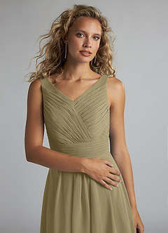 Azazie Grace Bridesmaid Dresses Moss Green A-Line Pleated Chiffon Dress image5