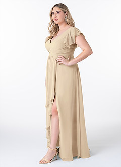 Azazie Omari Bridesmaid Dresses Champagne A-Line Chiffon Dress image8