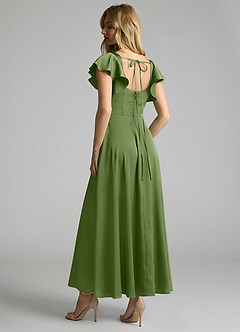 Azazie Bondi Brautjungfernkleider A-Linie Gestreift Stretch-Satin Kleid Wacholder image2