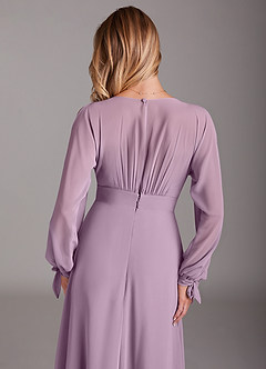 Azazie Matilda Bridesmaid Dresses Wisteria A-Line Long Sleeve Chiffon Dress image8