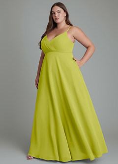 Azazie Amani Brautjungfernkleider A-Linie Plissee Chiffon Kleid Zitronengras image10