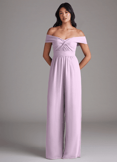 Azazie Lamara Robes de demoiselle d'honneur Combinaison Convertible en Mousseline de soie Épaule décolletée Frostiges Flieder image3