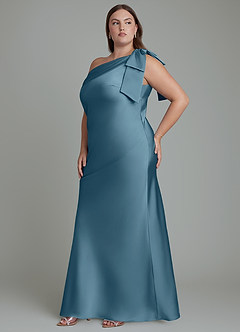 Azazie Yuanna Bridesmaid Dresses Bermuda Mermaid One Shoulder Stretch Satin Dress image12