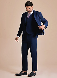 front James Blue Structured Stretch 3-piece suit