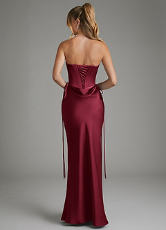 Azazie Natasha Bridesmaid Dresses Burgundy Mermaid Corset Stretch Satin Dress image2