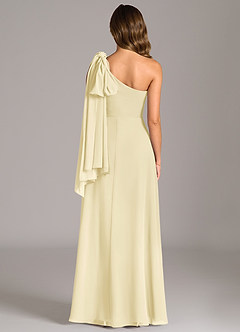 Azazie Tella Bridesmaid Dresses Lemon Sorbet A-Line One Shoulder Chiffon Dress image7