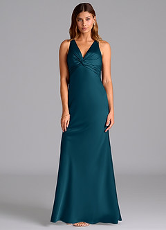 Azazie Hati Brudtärnklänningar Klä av Sjöjungfru i Stretch Satin Bläckblå image5