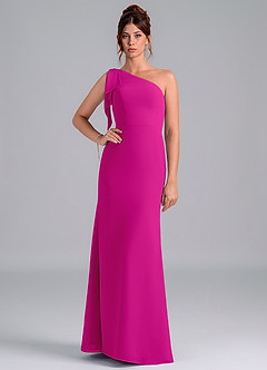 Azazie Rinna Jurken voor bruidsmeisjes Jurk van Chiffon met Zeemeermin One-Shoulder Fuchsia image1