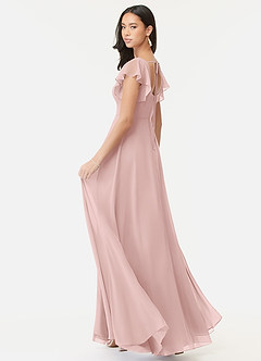Azazie Bondi Bridesmaid Dresses Powder Pink A-Line Ruffled Chiffon Dress image5