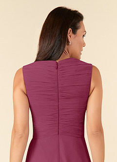 Azazie Theron Kleider für die Brautmutter A-Linie V-Hals Gefaltet Chiffon Kleid Maulbeerrot image9