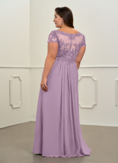 Azazie Dunja Mother of the Bride Dresses Wisteria A-Line V-Neck Lace Chiffon Dress image8