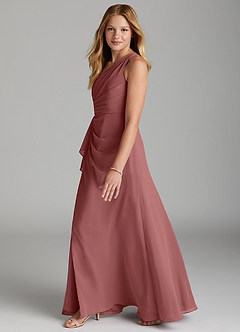 Azazie Maive Junior Amethyst A-Line Pleated Chiffon Dress image5