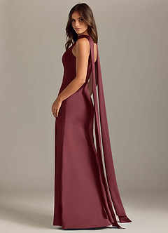 Azazie Kinsley Bridesmaid Dresses Merlot Mermaid Side Slit Stretch Satin Dress image6