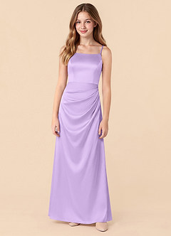 Azazie Renna Junior Meerjungfrau-Linie Plissee Stretch-Satin Kleid Flieder image5