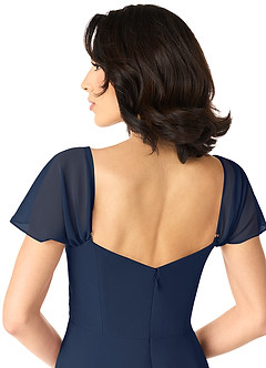 Azazie Tancie Bridesmaid Dresses Dark Navy A-Line Off the Shoulder Chiffon Convertible Dress image5