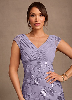 Azazie Tabby Vente finale Robe Fourreau en Paillettes Plissée Gold Sequins image4