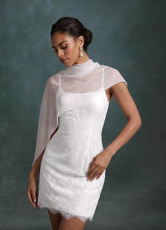 Azazie Bella Wedding Dresses Diamond White Sheath Tulle Dress image8