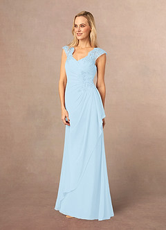 Azazie Gladys Mother of the Bride Dresses Sky Blue A-Line Queen Anne Lace Chiffon Dress image3