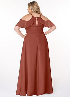 Azazie Dakota Bridesmaid Dresses Auburn A-Line V-Neck Pleated Chiffon Dress image13