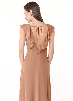 Azazie Yoko Bridesmaid Dresses Champagne Rose A-Line Ruched Chiffon Dress image6