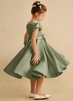 Azazie Pearl Blumenmädchenkleider Ballkleid Plissee Matte Satin Kleid Pistazie image3