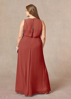 Azazie Marchioness Mother of the Bride Dresses Terracotta A-Line Scoop Pleated Chiffon Dress image8