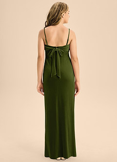 Azazie Mai Junior Olive A-Line Sweetheart Neckline Velvet Dress image2