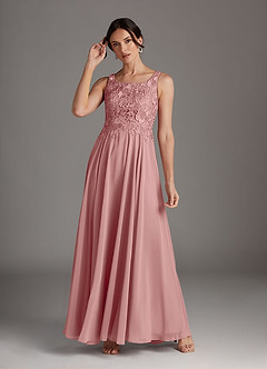 Azazie Kana Final Sale Dusty Rose A-Line Scoop lace Chiffon Dress image5