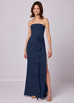 Barbie ♥ Azazie Bridesmaid Dresses Dark Navy Sheath Strapless Chiffon Convertible Dress image3