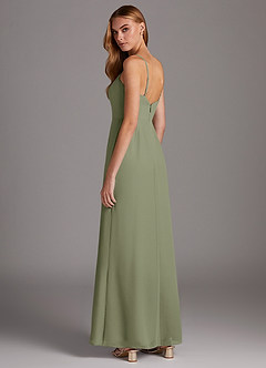 Azazie Tayla Bridesmaid Dresses Pistachio Sheath Square Neckline Chiffon Dress image2