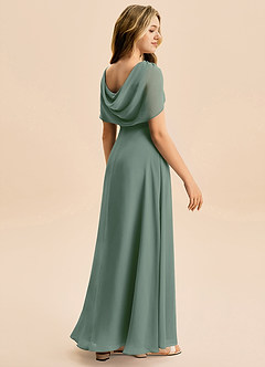 Azazie Emma Junior Jurk van Chiffon met A-Lijn Geplooid Eucalyptus image6