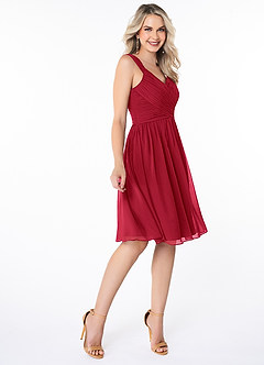 Azazie Angie Bridesmaid Dresses Scarlet A-Line Corset Chiffon Dress image4