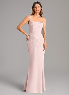 Azazie Sorrel Bridesmaid Dresses Blushing Pink Mermaid Corset Chiffon Dress image2