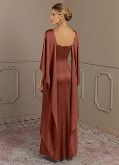 Azazie Eli Mother of the Bride Dresses Auburn Sheath Boatneck Stretch Satin Dress image2