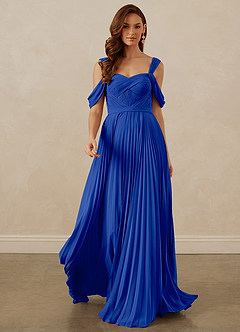 Christian Siriano Bridal for Azazie 1013 Robes de demoiselle d'honneur Robe Trapèze en Mousseline de soie Épaule décolletée Bleu Roi image9