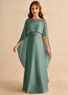 Azazie Fishie Girls Formal Jurken voor bloemenmeisjes A-Lijn Jurk van Mat Satijn Eucalyptus image5